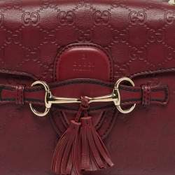 Pre Owned Gucci Red Microguccissima Leather Medium Emily Chain Shoulder Bag
