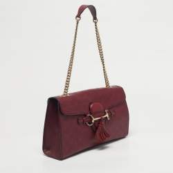 Pre Owned Gucci Red Microguccissima Leather Medium Emily Chain Shoulder Bag