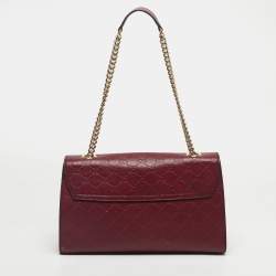 Pre Owned Gucci Red Microguccissima Leather Medium Emily Chain Shoulder Bag
