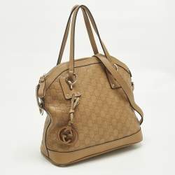 Pre Owned Gucci Tan Guccissima Leather Charm Dome Satchel