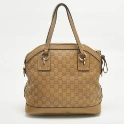 Pre Owned Gucci Tan Guccissima Leather Charm Dome Satchel