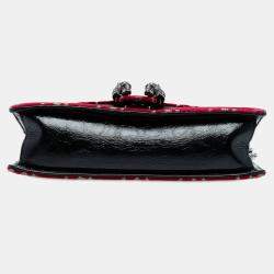 Pre Owned Gucci Red Medium GG Velvet Dionysus Crossbody