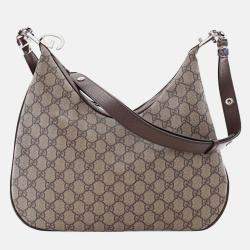 Pre Owned Gucci Beige/Brown Medium GG Supreme Web Attache Crossbody