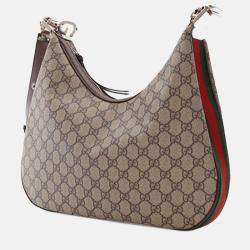 Pre Owned Gucci Beige/Brown Medium GG Supreme Web Attache Crossbody