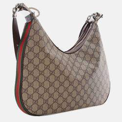 Pre Owned Gucci Beige/Brown Medium GG Supreme Web Attache Crossbody