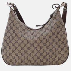Pre Owned Gucci Beige/Brown Medium GG Supreme Web Attache Crossbody