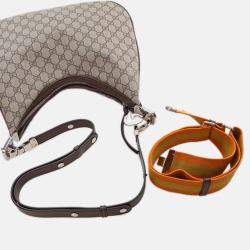 Pre Owned Gucci Beige/Brown Medium GG Supreme Web Attache Crossbody