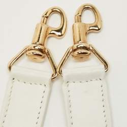 Pre Owned Gucci White Leather Centennial Bamboo Top Handle Bag