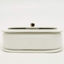 Pre Owned Gucci White Leather Centennial Bamboo Top Handle Bag