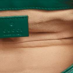 Pre Owned Gucci Green Diagonal Quilt Leather Super Mini GG Marmont Torchon Shoulder Bag