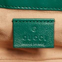 Pre Owned Gucci Green Diagonal Quilt Leather Super Mini GG Marmont Torchon Shoulder Bag