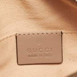 Pre Owned Gucci Dusty Pink Matelassé Leather GG Marmont Belt Bag