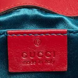 Pre Owned Gucci Red Matelassé Velvet Mini GG Marmont Shoulder Bag