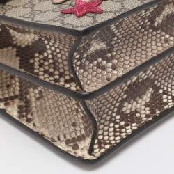 Pre Owned Gucci Beige GG Supreme Canvas Medium Embroidered Dionysus Shoulder Bag