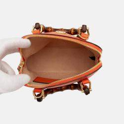 Pre Owned Gucci Orange Mini Dollar Calfskin Bamboo Diana Dome Satchel