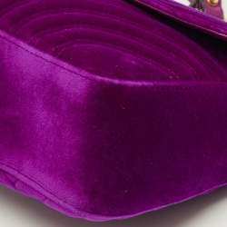 Pre Owned Gucci Purple Matelasse Velvet Small GG Marmont Shoulder Bag