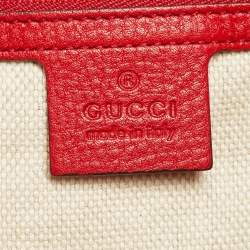 Pre Owned Gucci Red Pebbled Leather Soho Hobo