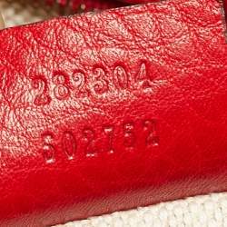 Pre Owned Gucci Red Pebbled Leather Soho Hobo