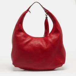 Pre Owned Gucci Red Pebbled Leather Soho Hobo