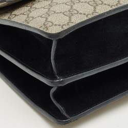 Pre Owned Gucci Beige/Black GG Supreme Canvas and Suede Small Dionysus Shoulder Bag