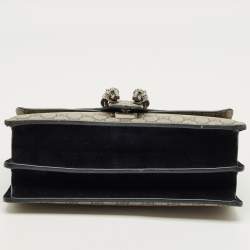 Pre Owned Gucci Beige/Black GG Supreme Canvas and Suede Small Dionysus Shoulder Bag