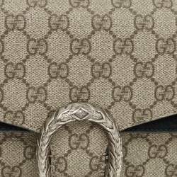 Pre Owned Gucci Beige/Black GG Supreme Canvas and Suede Small Dionysus Shoulder Bag