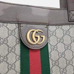 Pre Owned Gucci Beige Coated Canvas Ophidia GG Supreme Tote Bag
