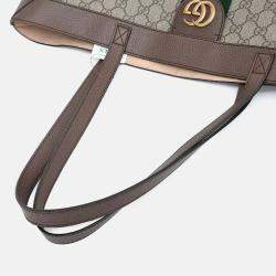 Pre Owned Gucci Beige Coated Canvas Ophidia GG Supreme Tote Bag