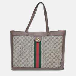 Pre Owned Gucci Beige Coated Canvas Ophidia GG Supreme Tote Bag