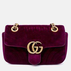 Pre Owned Gucci Purple Velvet Velvet Matrasse Mini Shoulder Bag