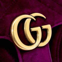 Pre Owned Gucci Purple Velvet Velvet Matrasse Mini Shoulder Bag
