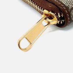 Pre Owned Gucci Beige Brown Coated Canvas 1955 Horsebit Card Holder