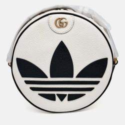 Pre Owned Gucci Black/White Leather X Adidas Round Crossbody Bag