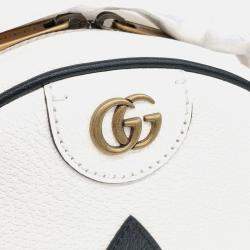 Pre Owned Gucci Black/White Leather X Adidas Round Crossbody Bag