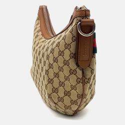 Pre Owned Gucci Brown Coated Canvas Jacquard Crossbody Bag