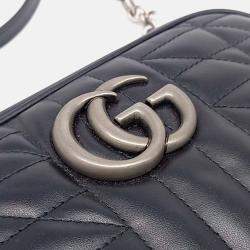 Pre Owned Gucci Black Leather Marmont Crossbody Bag