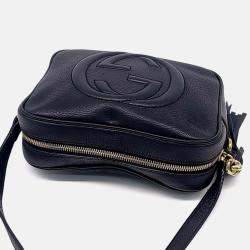 Pre Owned Gucci Black Leather Disco Bag