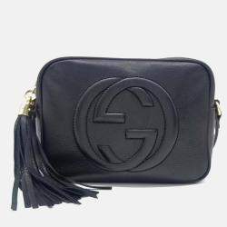 Pre Owned Gucci Black Leather Disco Bag