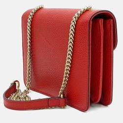 Pre Owned Gucci Red Leather Interlocking GG Crossbody Bag