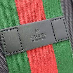 Pre Owned Gucci Black Leather Techno Web Canvas Tote and Shoulder Bag