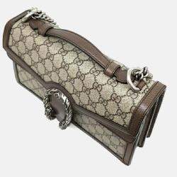 Pre Owned Gucci Beige/Brown Coated Canvas Dionysus GG Top Handle Bag
