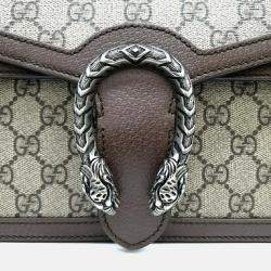 Pre Owned Gucci Beige/Brown Coated Canvas Dionysus GG Top Handle Bag