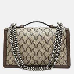 Pre Owned Gucci Beige/Brown Coated Canvas Dionysus GG Top Handle Bag