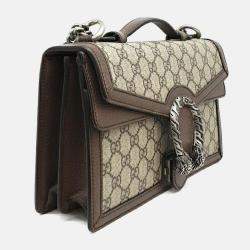 Pre Owned Gucci Beige/Brown Coated Canvas Dionysus GG Top Handle Bag