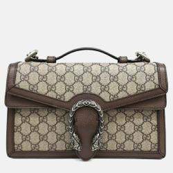 Pre Owned Gucci Beige/Brown Coated Canvas Dionysus GG Top Handle Bag