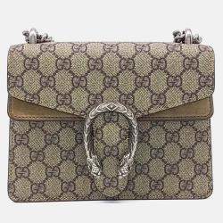 Pre Owned Gucci Beige/Brown Coated Canvas Dionysus Shoulder and Crossbody Bag