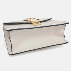 Pre Owned Gucci White Leather Sylvie Mini Tote and Crossbody Bag