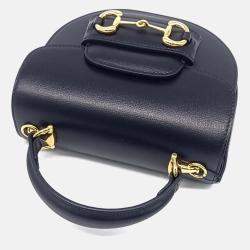 Pre Owned Gucci Black Leather 1955 Horsebit Mini Top Handle Bag