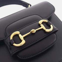 Pre Owned Gucci Black Leather 1955 Horsebit Mini Top Handle Bag