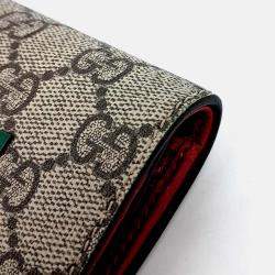 Pre Owned Gucci Beige Cherry Coated Canvas Bifold Wallet